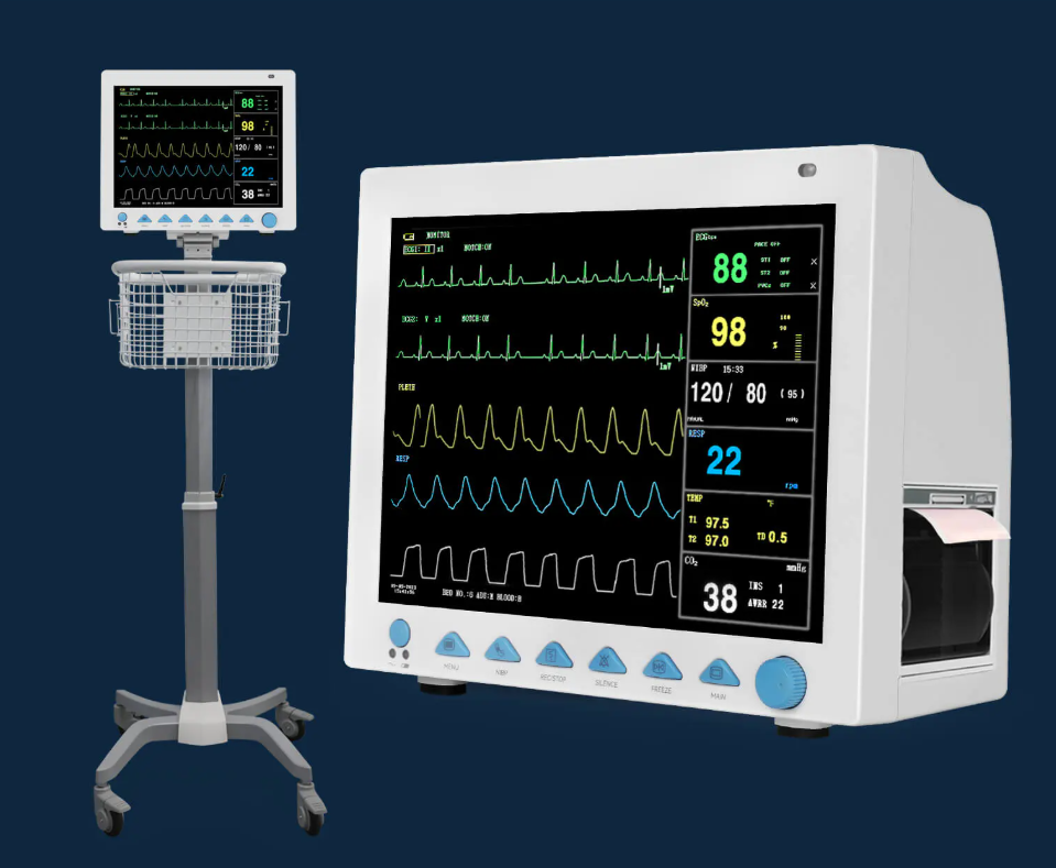 MONITEUR MULTIPARAMETRIQUE SUR PIEDS A ROULETTES