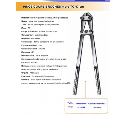 PINCE COUPE-BROCHES 47CM MORS TC – Image 4