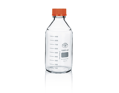 FLACON EN VERRE PYREX GRADUE AVEC FILETAGE GL45